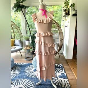 Show Me Your MuMu Blush Pink Ruffle Maxi Dress